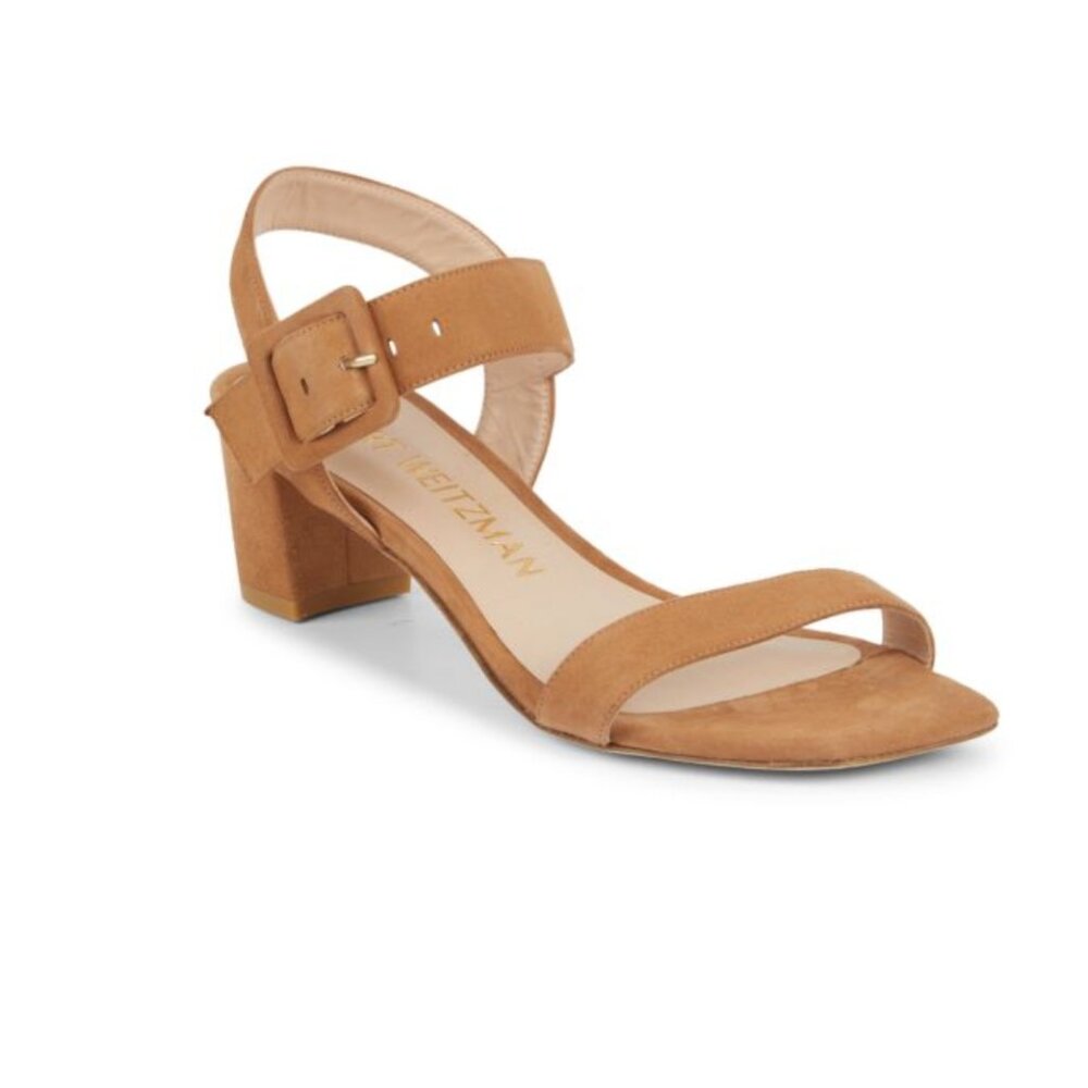 STUART WEITZMAN Alexandrine Suede Slingback Sandals in Tan Sz 7